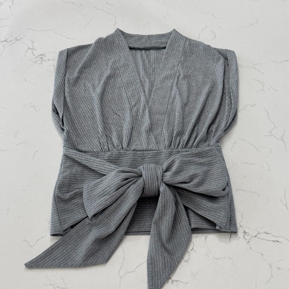 Express Gray Wrap Blouse